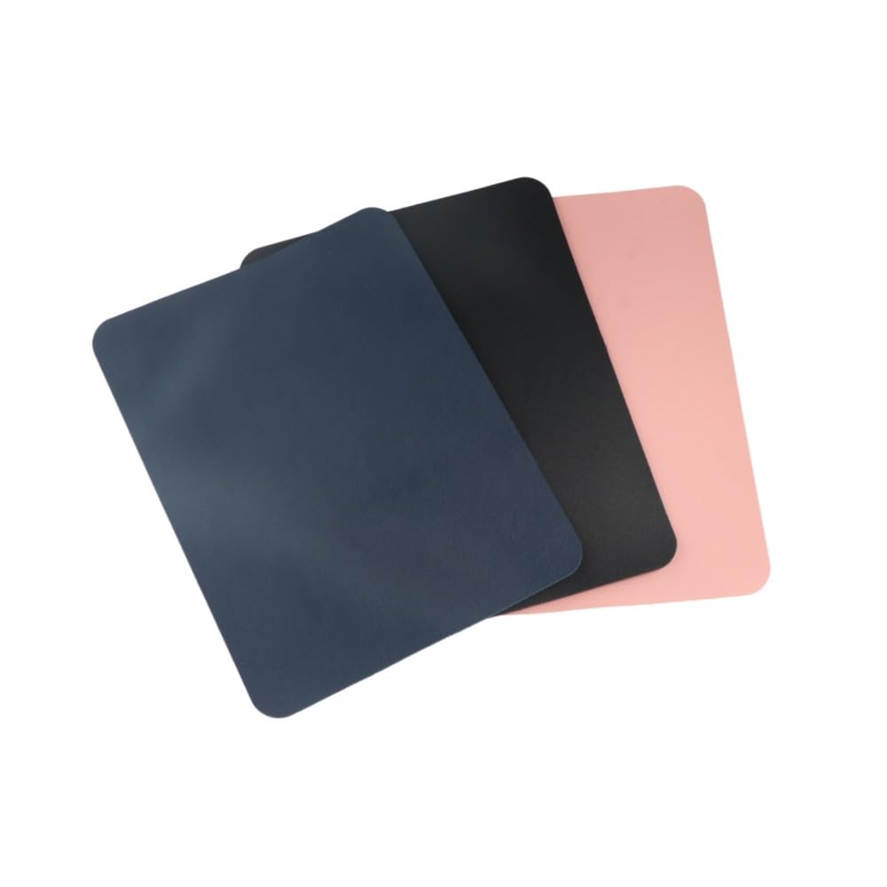 Pokinge3Pcs Leather Mouse Pads,Universal Fashion Mice Mats Solid Color Square Computer Desk Mat Anti-Slip Laptop Keyboard Mouse Pads Office Supplies