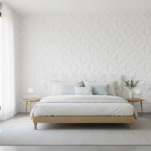 Image of Kayra Decor PVC Panel for Wall Butterfly Design White Color 19.7 inch x 19.7 inch (Pack of 18) - Covers 48.51 Sq. Ft.