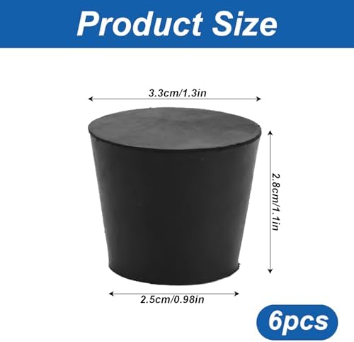 6pcs Water Table Plug Replacement Compatible with Step 2, Solid Rubber Stoppers Tapered Water Table Drain Plug for Test Tubes Plant Pots Flasks (Black) - 1