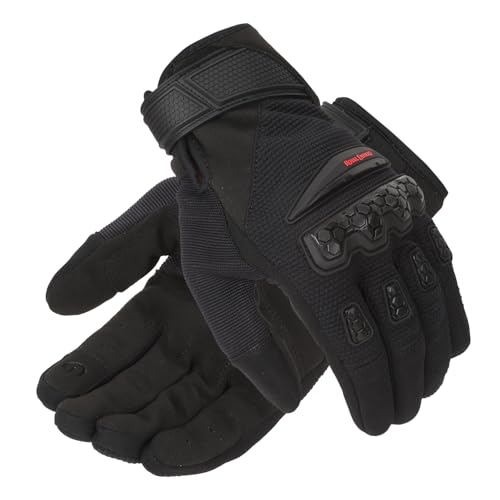 Image of Royal Enfield Urban Hustler V2 Riding Gloves 100% Polyester Air Mesh for Ventilation | TPR Knuckle Protectors | Microsuede Grip Patch | Poly Stretch Fabric for Better Flexibility Black 2XL 24CM