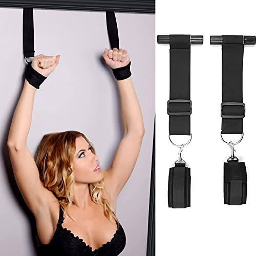 BDSM Kit Restraint Sex Kits Bondage Set Hanging Wrist Cuffs Door Hanging Restraints Toy with 2 Adjustable Wrist Cuffs Handcuffs SM Handcuffs Sex Toy