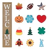 Interchangeable Welcome Sign for Front Porch- 45'X9' Large Standing/Hanging Wooden Sign...