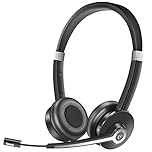 YUWAKAYI Bluetooth Headset with Noise Canceling Microphone, V5.0, Mic Mute, Wireless Headphone for Laptop, Cell Phone, Tablet, Call Center, Office, Meeting,Online Class