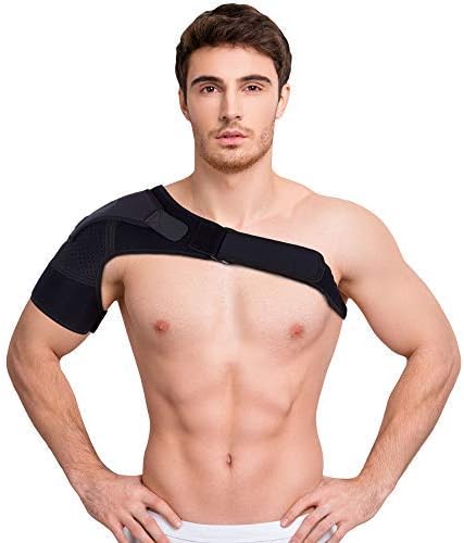 Shoulder Brace with Compression Pad by PersonalXtreme – for Men & Women – Perfect Immobilizer Support for Rotator Cuff Injury, Dislocated AC Joint, Bursitis, Labrum Tear, Frozen Shoulder, Tendinitis