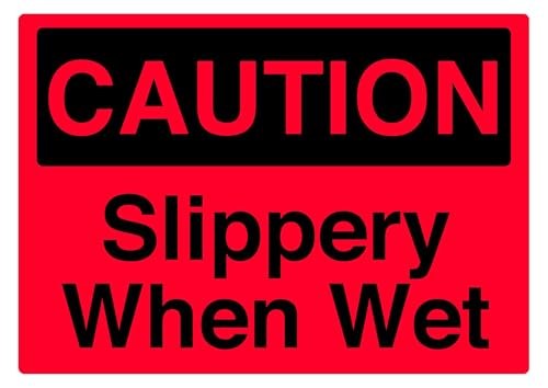 Slippery when wet Caution signs Metal Tin Sign 8 x 12 inch for Industrial & Commercial Series