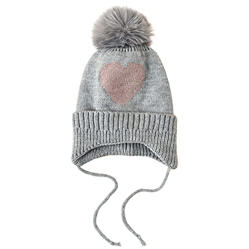 FGUUTYM Jersey con patrón de amor sombrero cálido sombrero orejas moda unisex punto invierno proteger gorras niño niña (gris, talla única), gris, Talla única