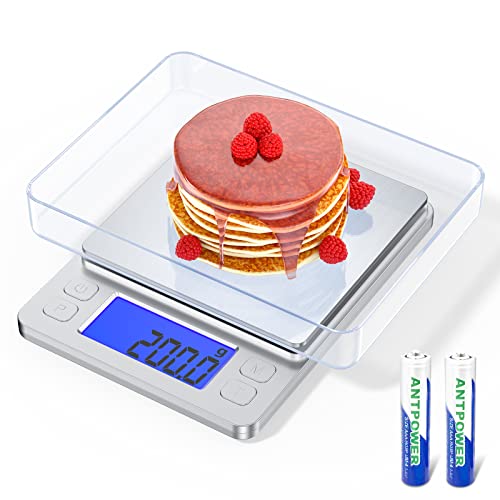 Food Scale, 3000G/0.1G High Precision Digital Kitchen Scale For Food Ounces And Grams, Smart Weight Scale For Weight Loss, Coffee Cooking, Jewelry, Powder With Lcd Display And 2 Tray #TOP21