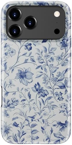 DEENAKIN for iPhone 17 Pro Max Case Cute - Wireless Charging Compatible - Dual-Layer Soft Silicone + Hard Shell - Stylish Wildflower Design - Chic Phone Cover for Women - Toile de Jouy