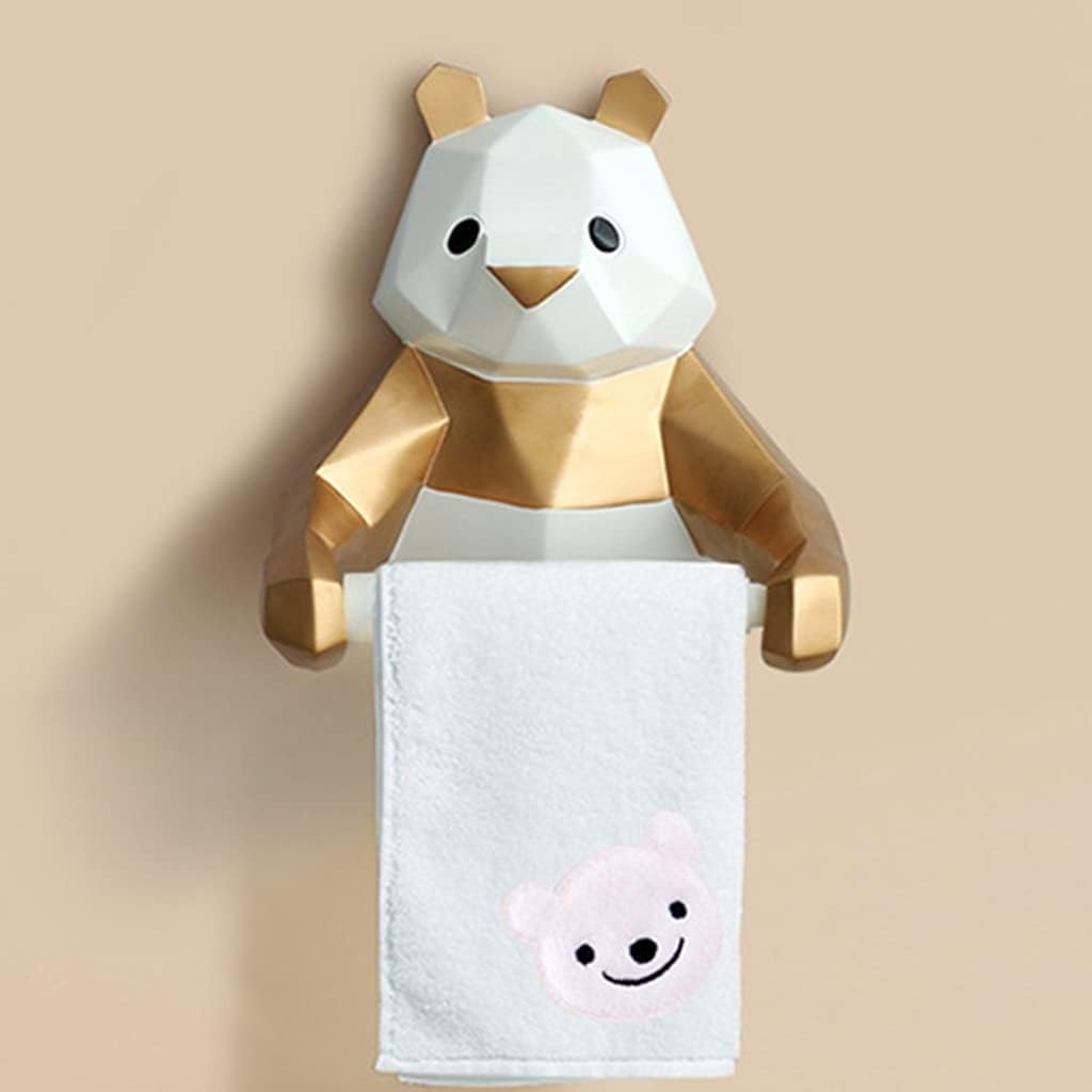 Tissue Roll Dispenser,Nordic Minimalist Geometric Panda Toilet Paper Holder, Bathroom Wall-Mounted Animal-Shaped Towel Storage Rack, Living Room Wall Decoration