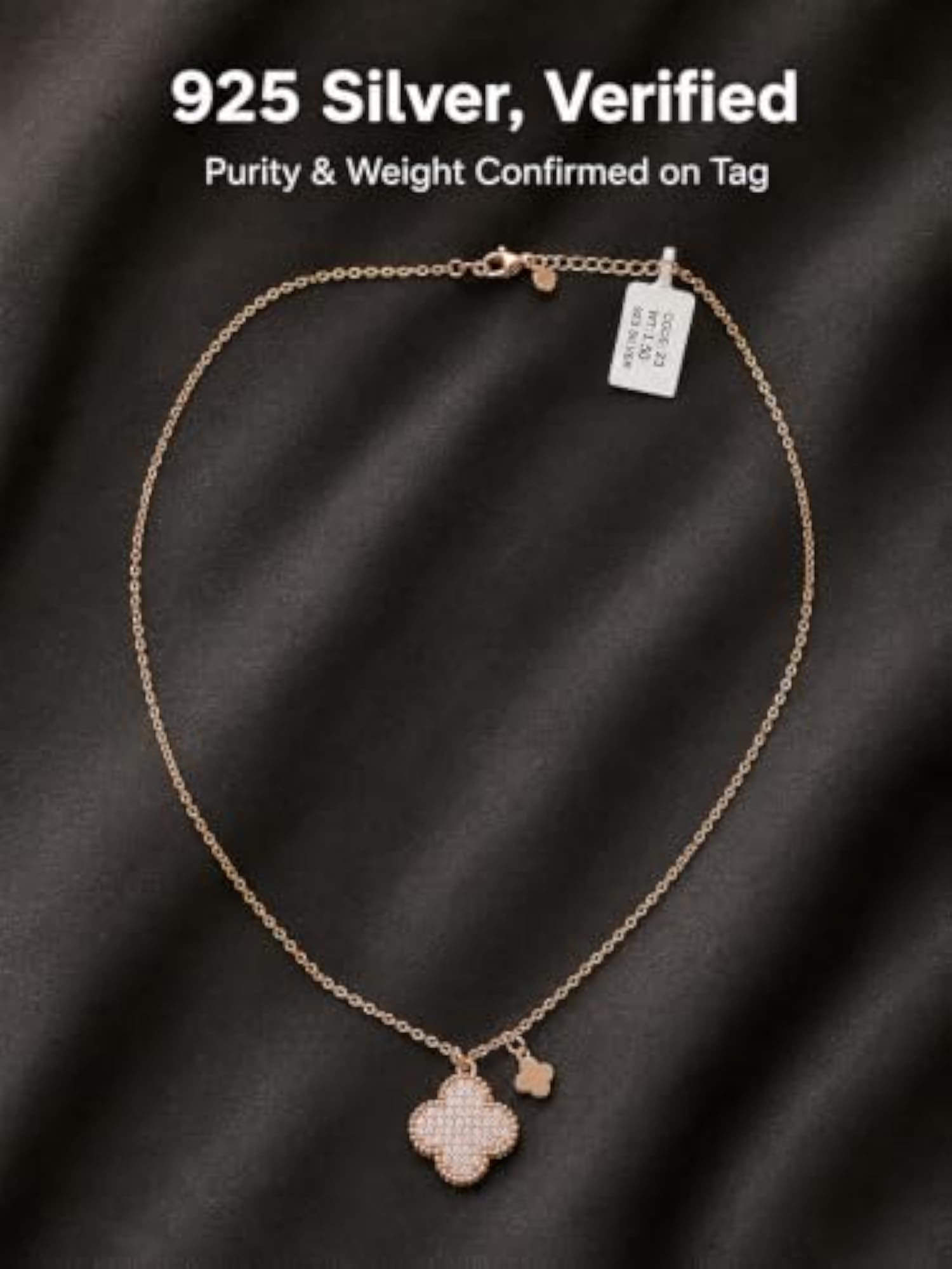 Women's 925 Sterling Silver Reversible Clover Pendant Necklace