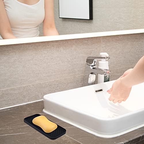 2 PCS Silicone Sink Tray, Kitchen Sink Tray Organiser, Silicone Kitchen Drying Mat for Kitchen, Bathroom, Counter (Black)