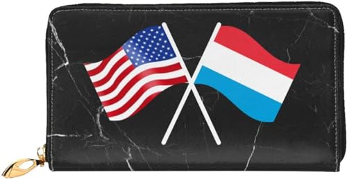 American And Luxembourg Flag Wallet Card Bag