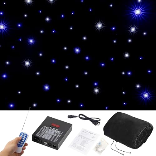 Rideau Étoilé LED Fond de Scène 4x7M en Velours Pliable avec Contrôleur Multi-Effets