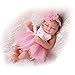 Bambola addormentata,Fesjoy Reborn Baby Doll Baby Bath Toy Full Silicone Body Eyes Close Sleeping Baby doll con vestiti Capelli 10 pollici 25 cm Regali carini realistici Toy Girl Abito rosa