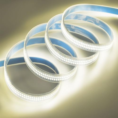 Image of SUYOOULIN LED Lights Strip, Dimmable DC 12V 16.4ft SMD 5054 (5050 Upgraed) Double Rows 1200 LEDs 25000LM Tube Waterproof IP67 LED Ribbon for Home Kitchen Decoration (Natural White 4500K)