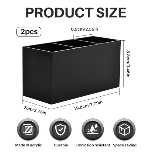 LZYDKH Pinselhalter Kosmetik, 2 Stück Pinsel Aufbewahrung Schminkpinsel Behälter Kosmetik Pinselhalter mit 3 Fächern für Schminkpinsel Behälter Liner Lippenstifte Stiftehalter