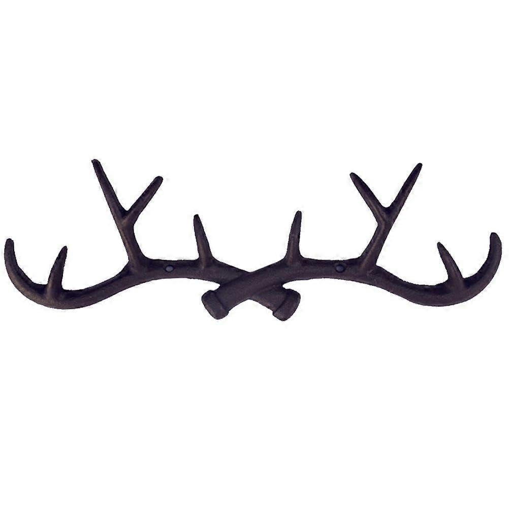 JOYHAPPST Wall-Mounted Cast Iron Hanger Decorative Deer Antler Hook Rack Vintage Wall Hooks for Coats Hats Keys Towels