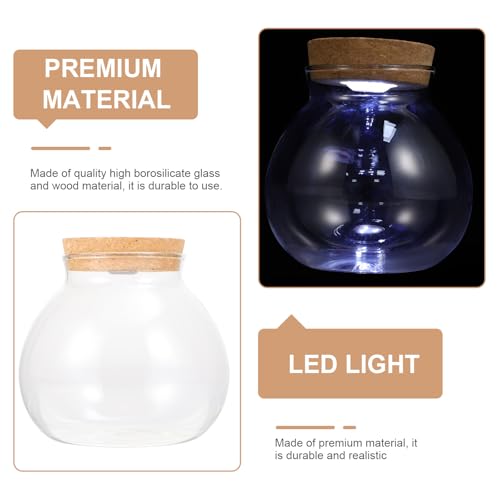 Hemobllo Mini Fish Tank, with LED Light Desktop Fish Tank Micro Landscape Aquarium Bottle Closed Aquatic Ecosphere (Clear) - Thumbnail 4