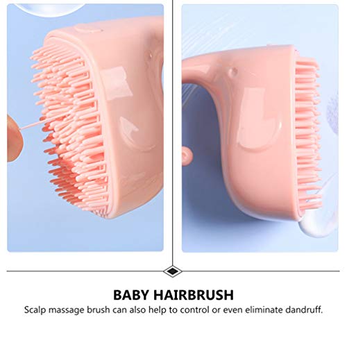 TOYANDONA Escova de shampoo portátil de silicone para bebês, esfregão de couro cabeludo com alça, la