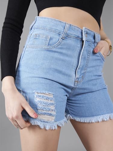 Image of Dolce Crudo Women's Regular High Rise Stretchable Denim Shorts
