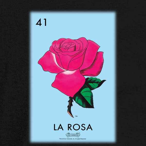 La Rosa Rose Loteria Card Mexican Latina Graphic Tote Bag for Adults Black 15x15 inches