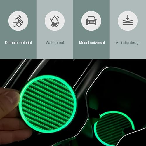 2 piezas portavasos luminosos para autos, 2.83 pulg miniatura 5