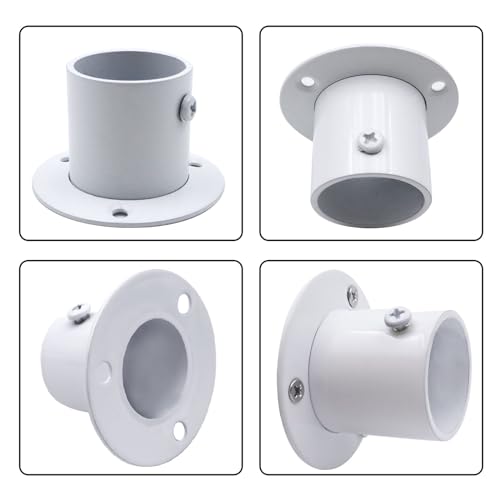 Shonmogar Closet Rod Bracket 6 Pack Heavy Duty Closet Rod Holders with Screws,Stainless Steel Closet Rod End Support Bracket for Wardrobe Curtain Shower White Closet Rod Holder for 1-1/4 Inch Rod