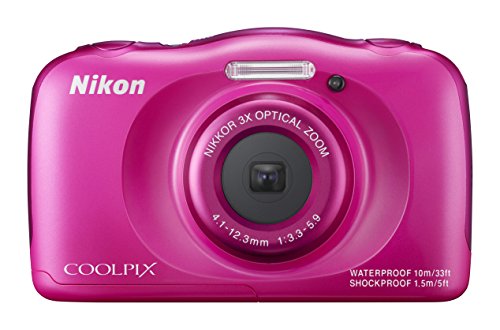 Nikon Coolpix S33 Waterproof Shockproof Cold Resistant Camera 13.2 Megapixel, with CMOS Sensor 3x optical Zoom 2.7-Inch LCD Pink (Renewed)