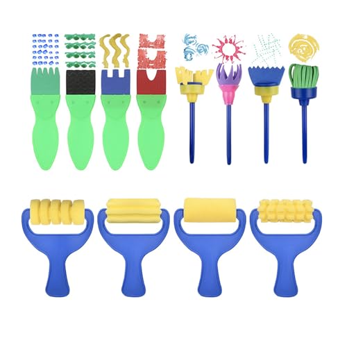 Generic Kids Paint Brushes Set, 12 Pack Washable Sponge Painting Brushes, Early Learning Sponge Painting Tools Arts Craft