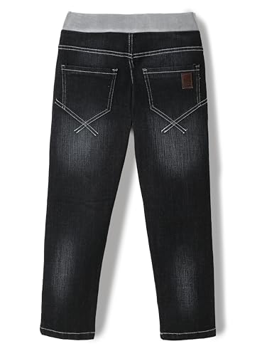 chopper club Pantalon garçon en jean en tissu de coton denim extensible de haute qualité avec une coupe ajustée et un bord côtelé en coton au niveau de la taille + cordons élastiques, demi-côtelé, 8-9 – vue 3