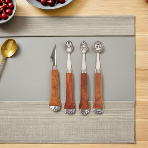 Cuillères à melon inox et bois pour découpe créative de pastèque - 6