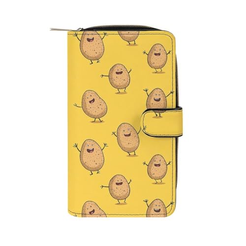 Portefeuille en cuir motif pomme de terre élégant avec fente ID