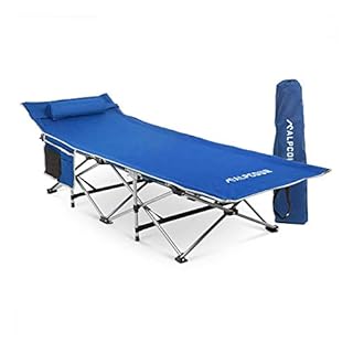 Alpcour Folding Camping Cot – Deluxe Collapsible Single Person Bed in a Bag w/Pillow for Indoor & Outdoor Use – Ultra Lightweight, Comfortable, Heavy Duty Design Holds Adults & Kids Up to 300 Lbs