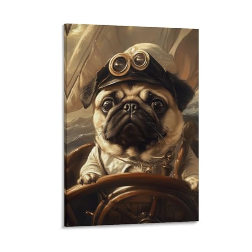Pug murale image sur toile pour salon moderne et chambre d'enfant 30x45