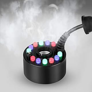 Fitnate 12 LED Changing Color Mist Maker Fogger Machine Atomizer for Water Fountain, Pond, with control Switch to control the mist capacity and LED Light, Mini Size Large Capacity of Mist, UK Plug