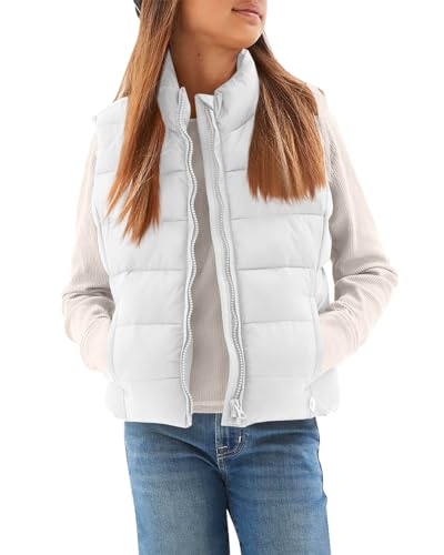 Haloumoning Girls Puffer Vest Kids Zip Up Padded Gilet Winter Quilted Jackets Fashion Outwear 5-14 Years cover