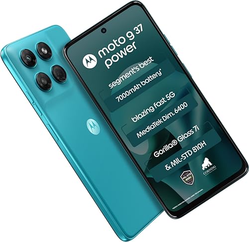 Image of Motorola Moto g37 Power 5G (Pantone Capri, 128GB Storage, 4GB RAM) | 6.67-inch HD+ 120Hz Display | Dimensity 6400 | 50MP Camera | 7000mAh Battery | 30W Charging