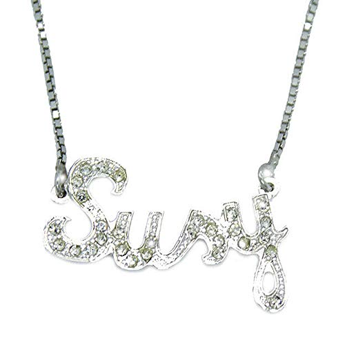 Collier prénom Susy Argent 925 massif et sertissage de pierres précieuses