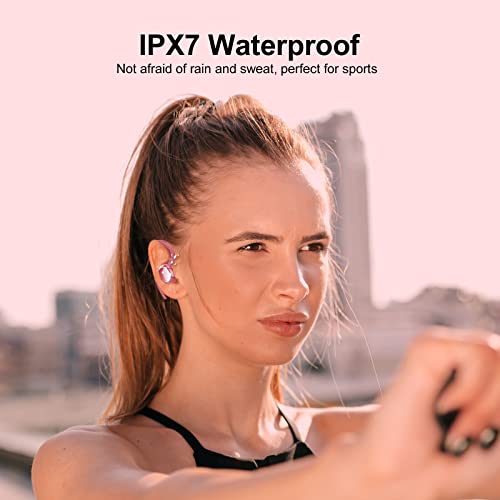 Auriculares-Inalambricos-Deportivos-Hi-Fi-Estereo-Auriculares-Bluetooth-52-con-Microfono-Carga-Rapida-USB-C-Pantalla-LED-IPX7-Impermeable-Cascos-Inalambricos-Bluetooth-con-Gancho-Rosa