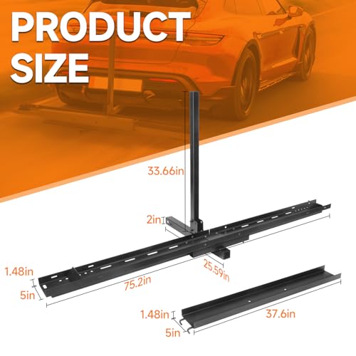 ROADGIVE Motorcycle Hitch Carrier Rack 400LBS, Heavy Duty Steel Hitch-Mount Dirt Bike Carrier with 5\" Removable Loading Ramp, Ratchet Strap, Spanner for Car, Truck