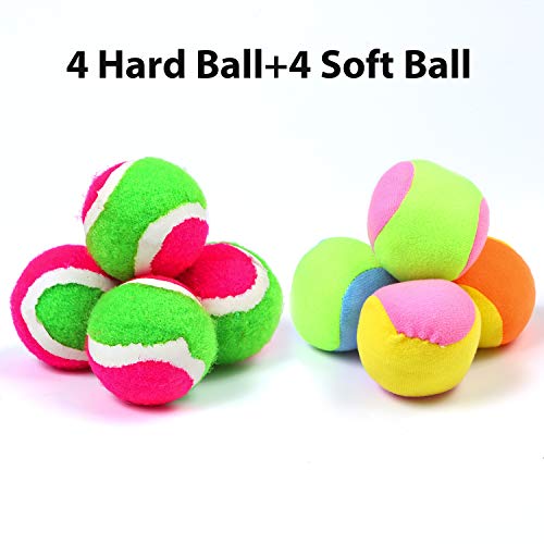 Cooraby Toss and Catch Paddle Game Disc 4 Set Paddle Toss and Catch Ball Sport Game Suitable for Sports, Beach and Party Favor with Storage Bag, 8 Paddles and 8 Balls (15.5cm)
