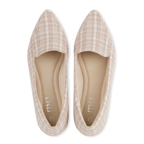 Image of MUSSHOE Pointed Toe Flats for Women, Comfortable Business Casual Work Shoes, Slip On Loafers with Arch Support, Office Walking Flats for All Day Standing