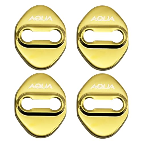 MEKOMEKO トヨタ 新型 アクア 専用 ストライカー カバー ドアロック カバー メッキ アクセサリー 内装 パーツ 錆防止金属メッキ仕様 鏡面ステンレス 4PCS 新型 AQUA 2021年7月?【ゴールド】AQ-MSGJ