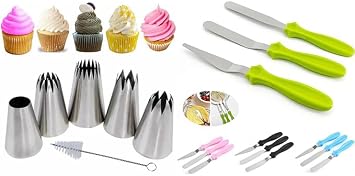 6+3 Extra Large Piping Tips & Cake Cream Spatulas