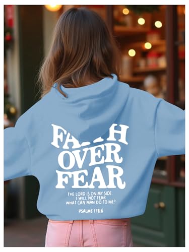 Girl's Letter Graphic Hoodies Long Sleeve Faith Over Fear Hoodies Sweatshirts Pullovers Trendy3
