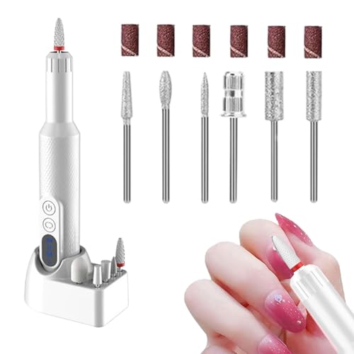 Yhsioaklo Torno eléctrico para uñas, recargable y ajustable para uñas de mujer, herramienta portátil silenciosa para manicura, modelado, acabado, tallado y pulido