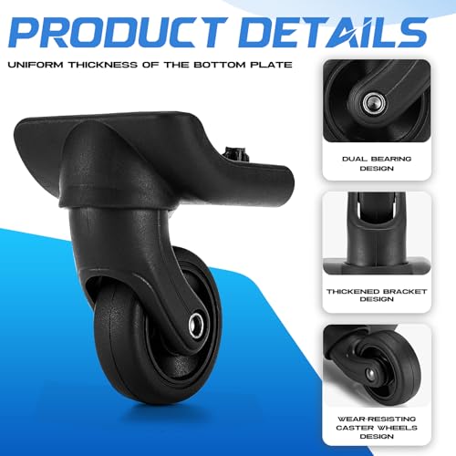 ziyue 4 Pcs Luggage Wheels Replacement, 360 Degree Rotation Wheel, Universal Travel Suitcase Trolley Casters Wheels Repair Kits Suitable for Travel Business Trips