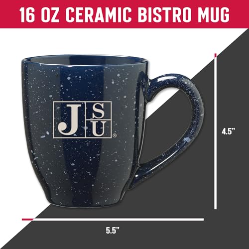 Image of Rico Industries NCAA Jackson State Tigers - JSU Navy Blue Personalized 16 oz Team Color Laser Engraved Speckled Ceramic Coffee Mug