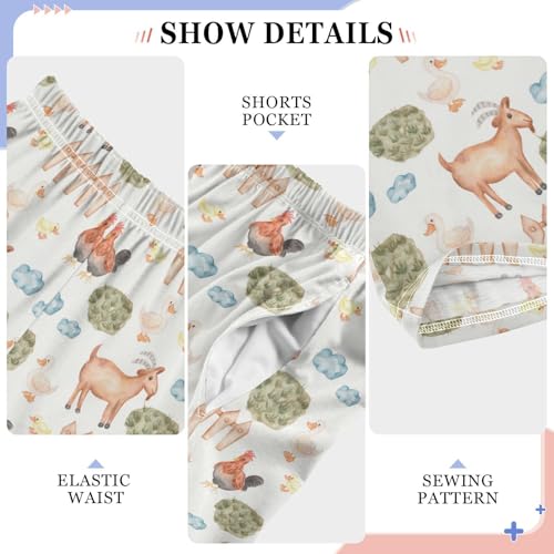 Pfrewn Pajama Pants Farm Animals Goat Casual Lounge PJ Bottoms with Pockets, M4