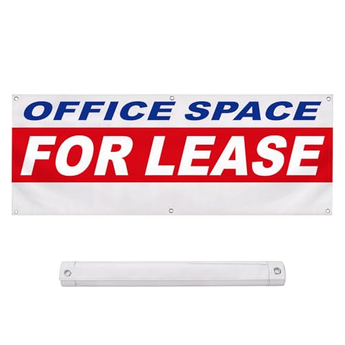 Decorniqu 18x48 Inch Office Space For Lease Vinyl Banner Sign with 6 Metal Grommets for Commercial Real Estate Outdoor Advertising Weather-poof